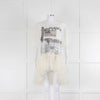 Maison Margiela Oversized White Logo T Shirt With Cream Netting Overlay