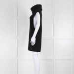 Joseph Black Chunky Knit Rib Sleeveless Polo Neck Tabard Top