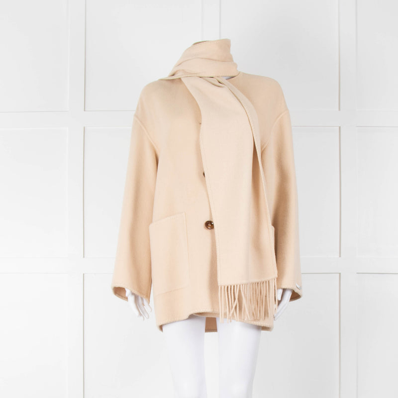 Marella Cream Wool Mix Coat With Matching Scarf