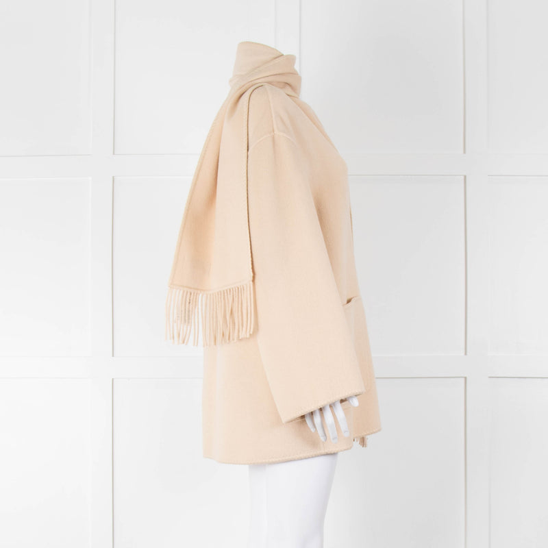 Marella Cream Wool Mix Coat With Matching Scarf