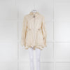 Moncler Cream Lightweight Coat With Broderie Anglaise Hem & Cuffs