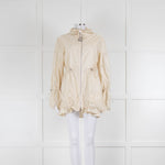 Moncler Cream Lightweight Coat With Broderie Anglaise Hem & Cuffs