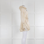 Moncler Cream Lightweight Coat With Broderie Anglaise Hem & Cuffs