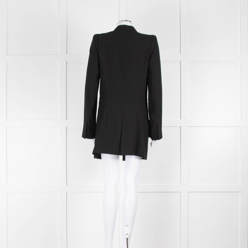 Ann Demeulemeester Black Longline Blazer with Collar Detail