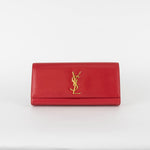 Saint Laurent Red Fold Over Logo Clutch