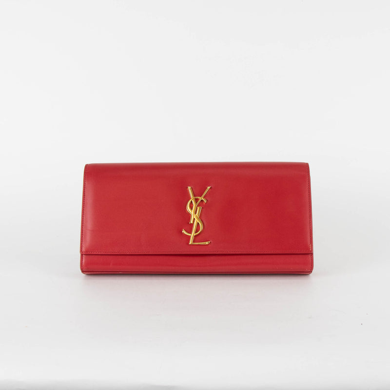 Saint Laurent Red Fold Over Logo Clutch