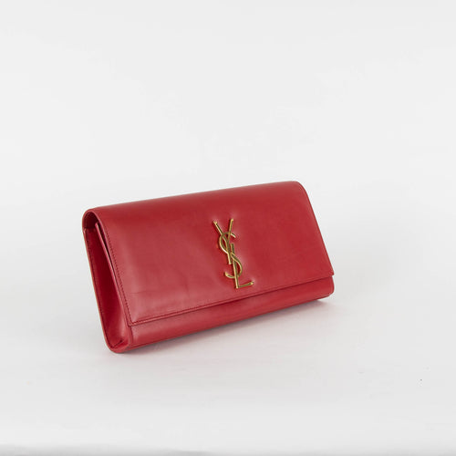 Saint Laurent Red Fold Over Logo Clutch