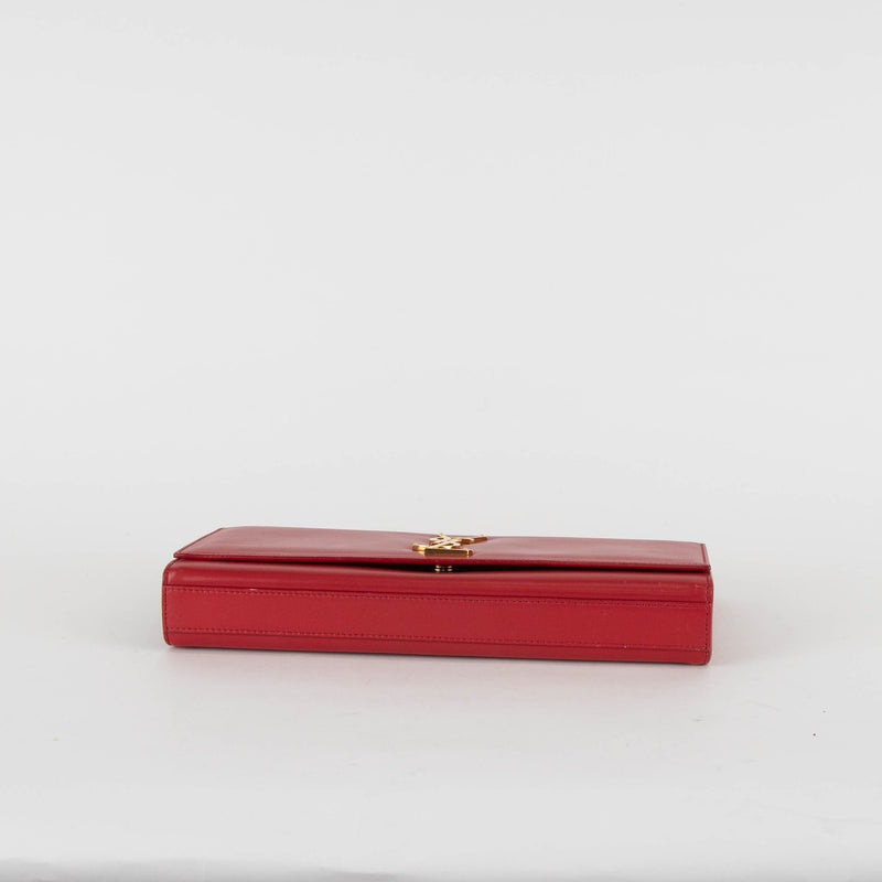 Saint Laurent Red Fold Over Logo Clutch