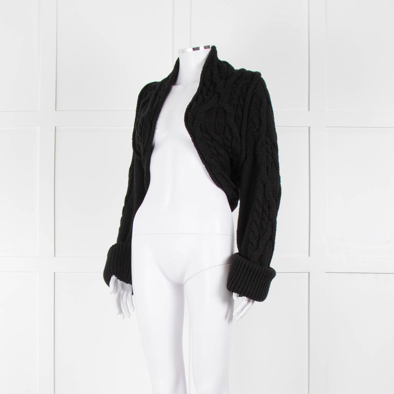 Valentino Black Cable Knit Cropped Cardigan