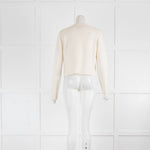 Boutique Moschino Cream Short Cardigan 2 Metal Bow Brooches