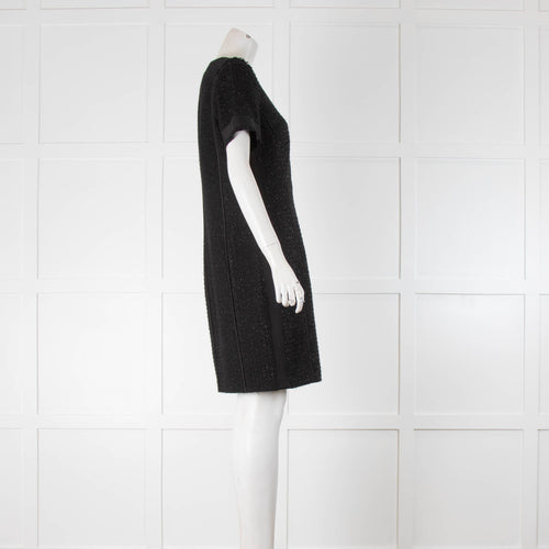 Karl Lagerfeld Metallic Boucle Short Sleeve Black Dress