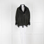 Green and Black Shearling Jacket NO BRAND