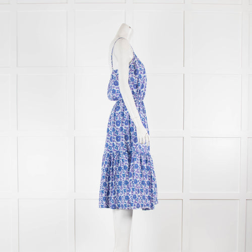 Aspiga White Blue Floral Cotton Strap Summer Dress