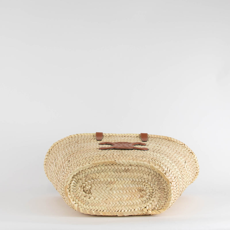 Celine Medium Triomphe Classic Panier Raffia Basket Bag