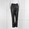 Joe's Black Faux Leather Straight Leg Ruched Waist Trousers