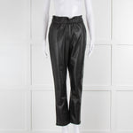 Joe's Black Faux Leather Straight Leg Ruched Waist Trousers