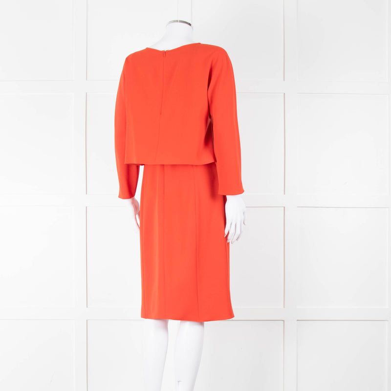 Armani Collezioni Coral Orange Red Sleeved Dress