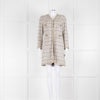 Edward Archour Paris Cream Boucle Dress Coat With Pearl Buttons