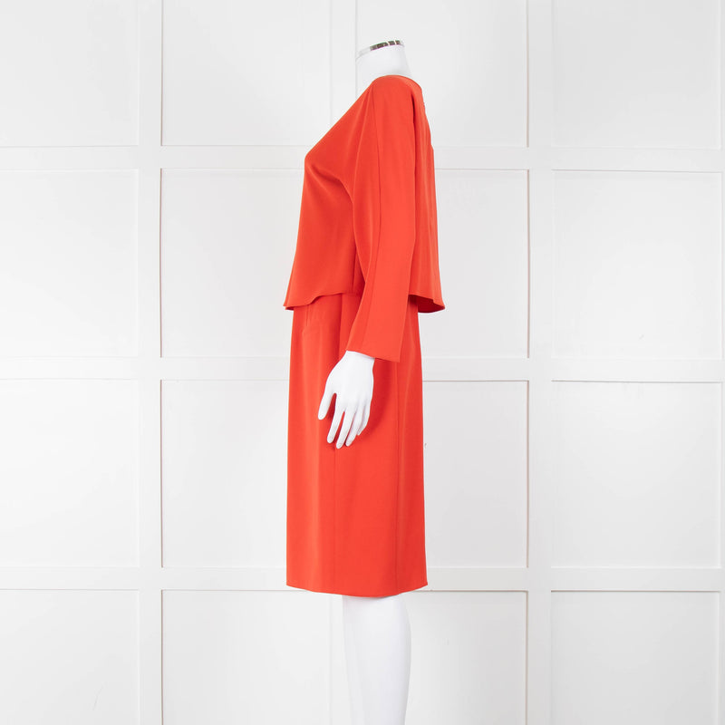 Armani Collezioni Coral Orange Red Sleeved Dress