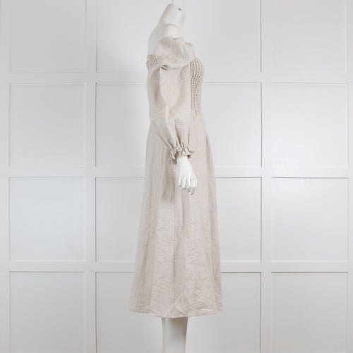 Reformation Oatmeal Linen Gitane Dress