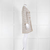 Edward Archour Paris Cream Boucle Dress Coat With Pearl Buttons