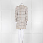 Edward Archour Paris Cream Boucle Dress Coat With Pearl Buttons