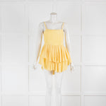 OW Yellow Crinkle Sleeveless Mini Dress