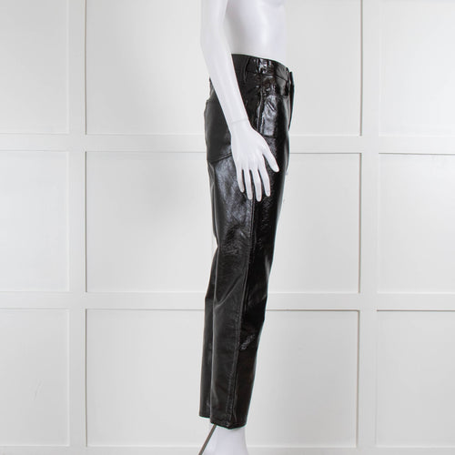 Good American Black PVC Straight Leg Trousers