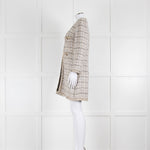 Edward Archour Paris Cream Boucle Dress Coat With Pearl Buttons