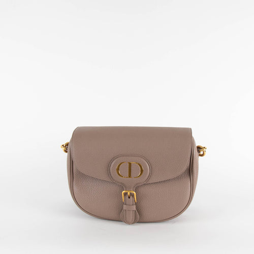 Cristian Dior Taupe Grained Calfskin Large Bobby Cross Body Bag