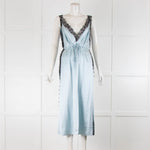 Fleur Du Mal Pale Blue Silk Dress Lace Inserts