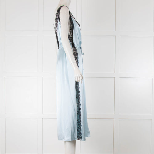 Fleur Du Mal Pale Blue Silk Dress Lace Inserts