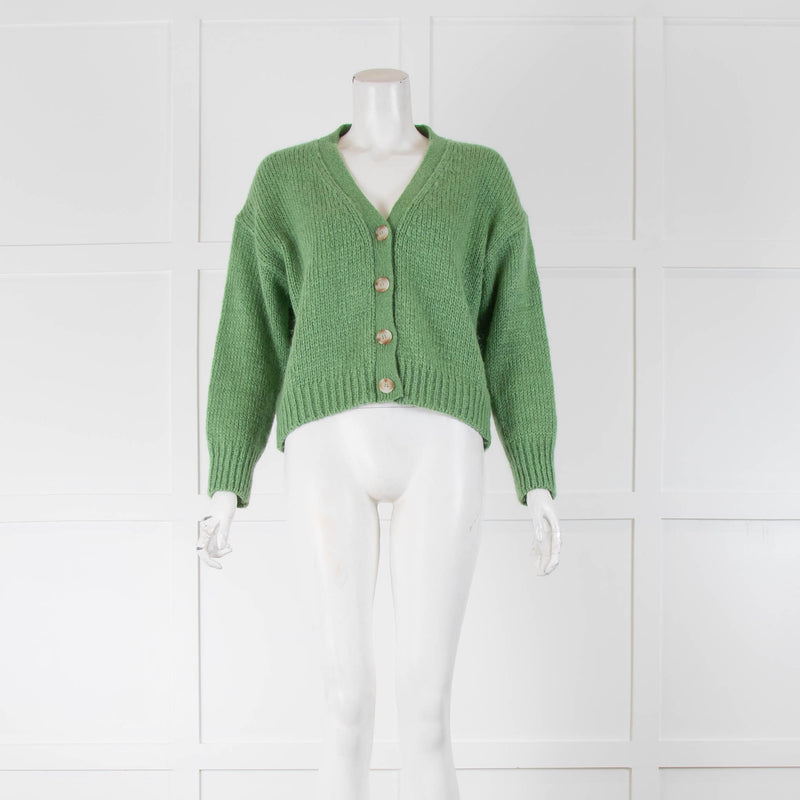 by Iris Green Mohair Cardigan