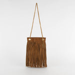 Saint Laurent The Grace Fringed Tan Bag Gold Chain