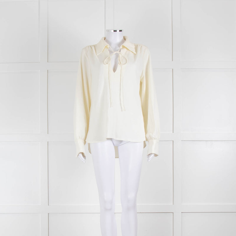 See By Chloe Cream Top With Collar And Tie Neck