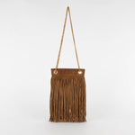 Saint Laurent The Grace Fringed Tan Bag Gold Chain