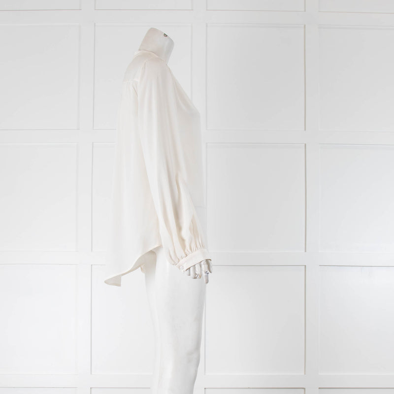 Equipment White Silk Round Neck Blouse