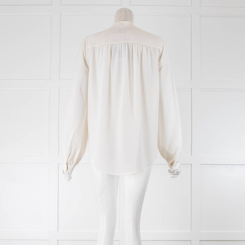 Equipment White Silk Round Neck Blouse