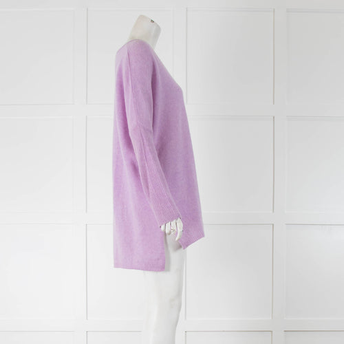 Brodie Cashmere Lilac V Neck Jumper