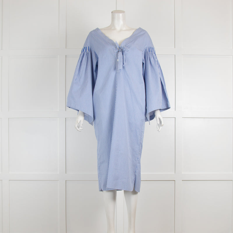 Teija Blue Stripe Poplin Shirt Dress