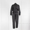 Donna Ida Black Cotton Coated Long Sleeve Jumpsuit