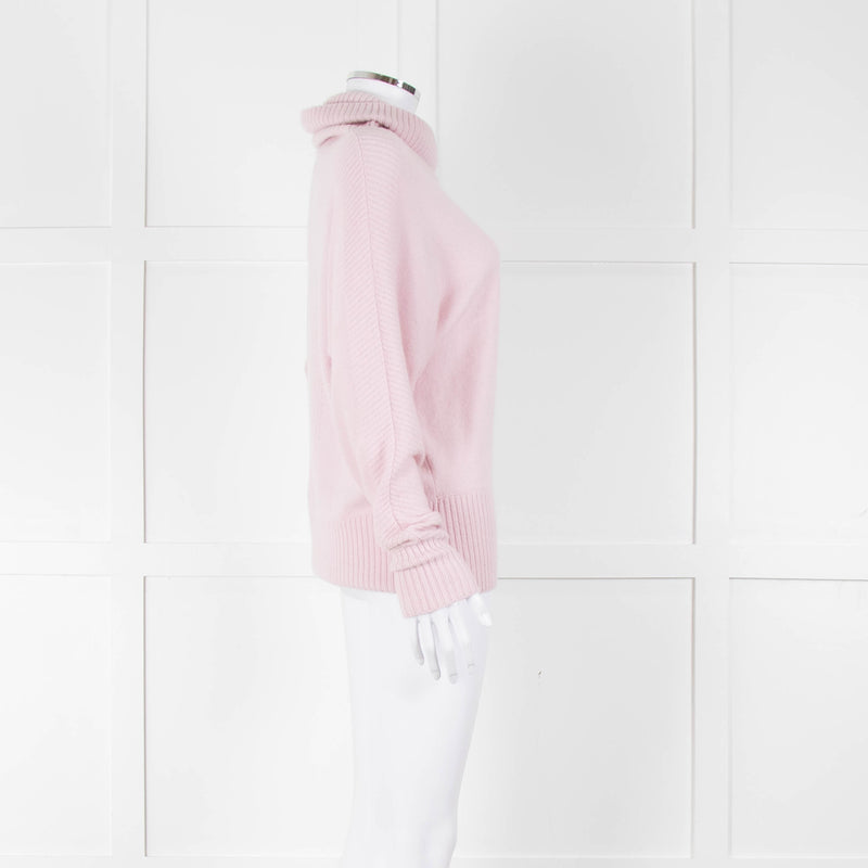 Pure Cashmere Pale Pink Cashmere Roll Neck Jumper