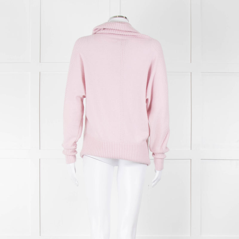 Pure Cashmere Pale Pink Cashmere Roll Neck Jumper