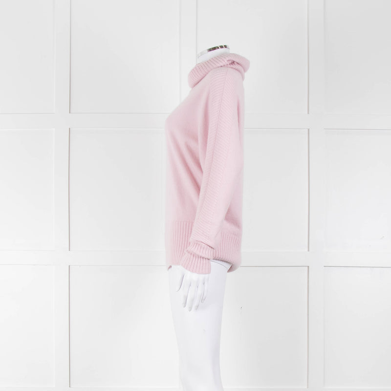 Pure Cashmere Pale Pink Cashmere Roll Neck Jumper