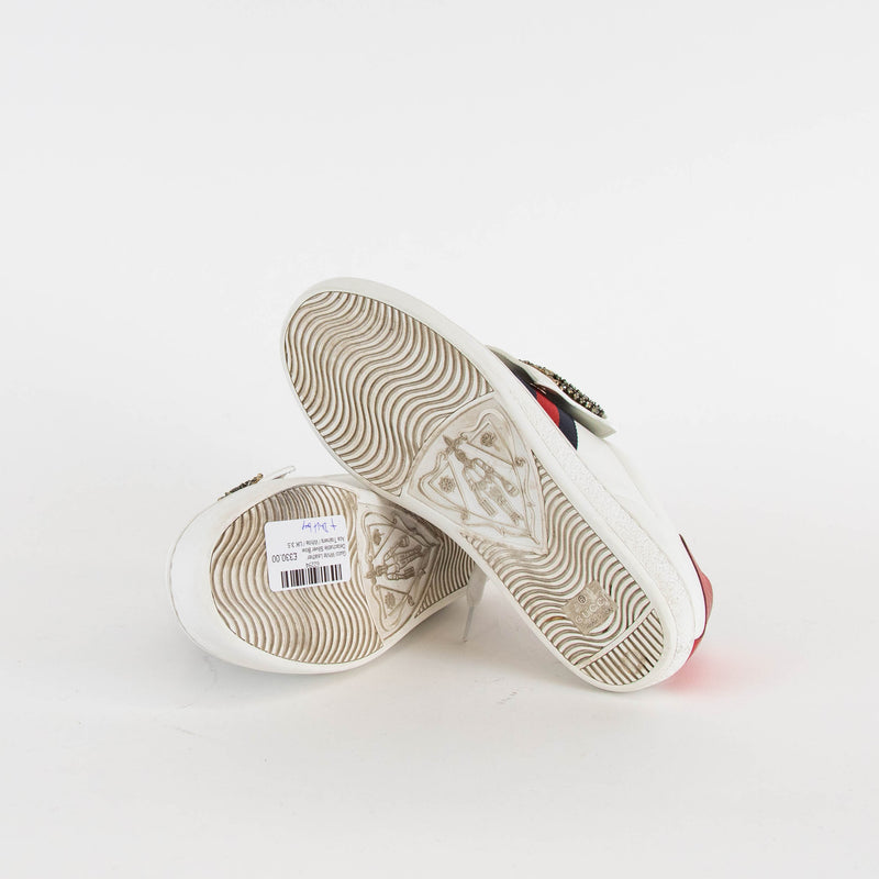 Gucci White Leather Detachable Silver Bow Ace Trainers