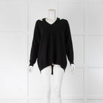 Notshy Black V Neck Cut Out Shoulders Cashmere Jumper