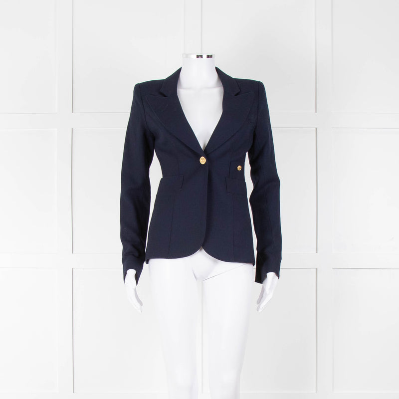 Smythe Navy Blue Gold Button Fitted Jacket