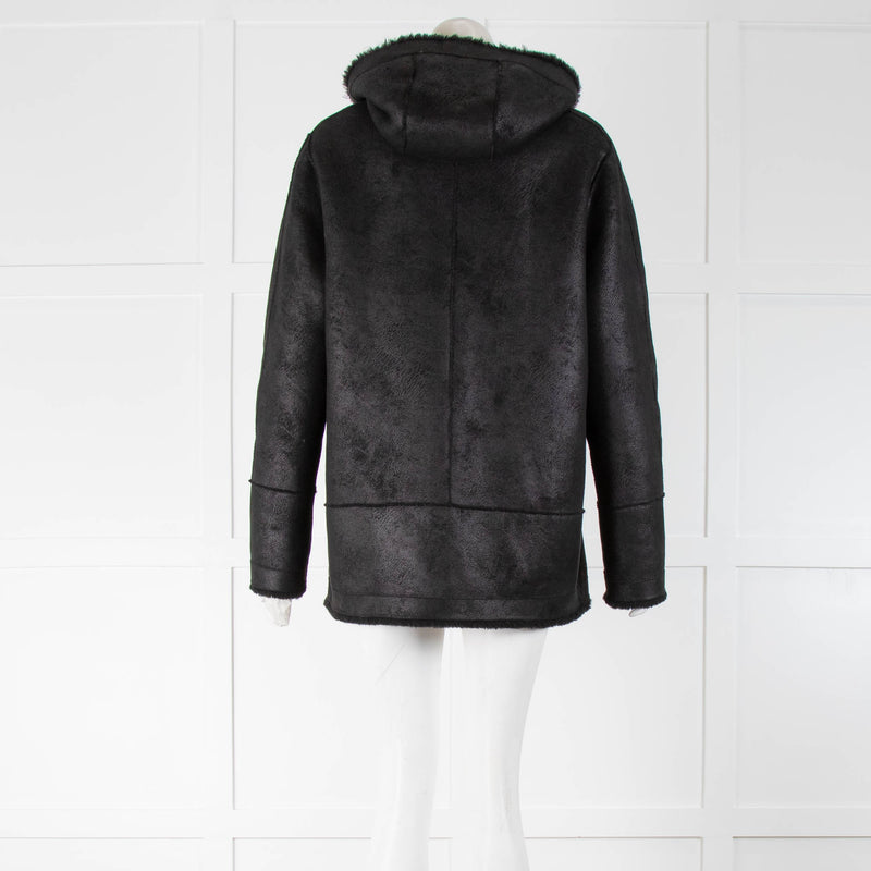 Oakwood Black Sheepskin Hooded Jacket