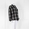 All Saints Black Grey Check Button Front Pocket jacket