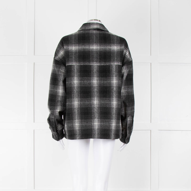 All Saints Black Grey Check Button Front Pocket jacket